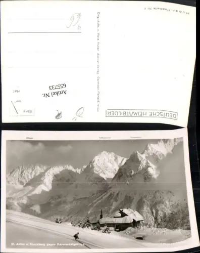 655733,Foto Ak Mittenwald St Anton a. Kranzberg geg. Karwendelgebirge Wintersport Ski Schi