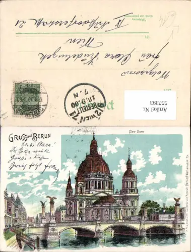 557393,tolle Lithographie Gruß aus Berlin Der Dom Brücke pub H. Wassmund