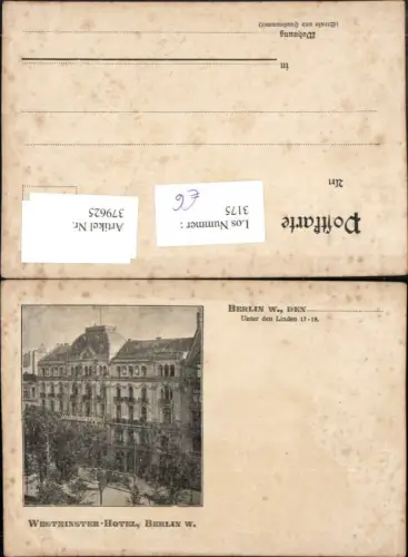 379625,Berlin Unter den Linden Westminster Hotel