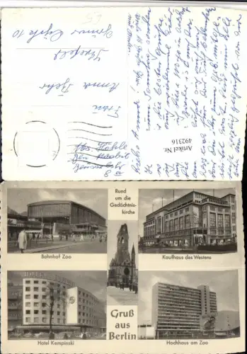 492316,Berlin Gedächtniskirche Bahnhof Zoo Kaufhaus Hotel Mehrbildkarte