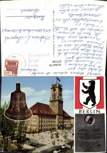 637236,Mehrbild Ak Berlin Glocke Berliner Bär Denkmal John F. Kennedy