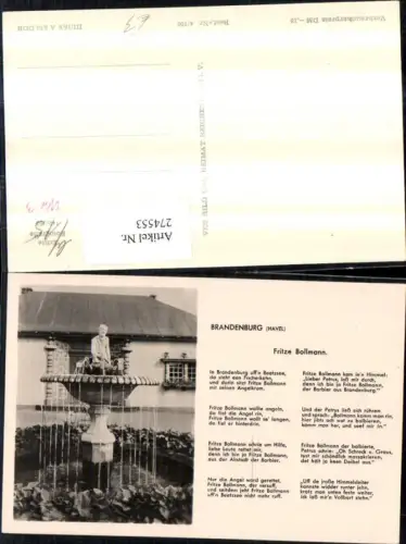 274553,Brandenburg Havel Brunnen Text von Fritze Bollmann pub VEB 4euro108