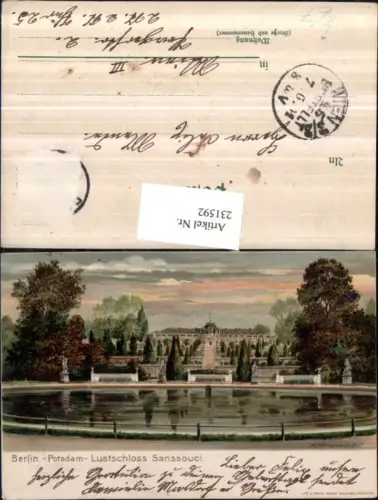 231592,Künstler Litho AK A. Kampmeier Potsdam Lustschloss Schloss Sanssouci