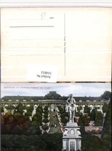 516813,Potsdam Sanssouci m. Denkmal Friedrich des Großen Statue