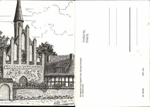 616676,Künstler Ak Bernau b. Berlin Sankt-Georgen-Hospital zu Bernau Kapelle Westgiebel