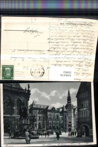 324852,Bremen Durchblick zum Marktplatz m. Börse u. Baumwollbörse Denkmal