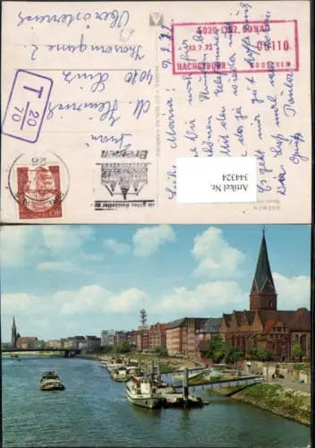 344324,Bremen Weser m. Martinikirche Kirche u. Fernsehturm Anlegeplatz