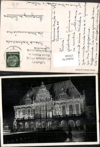 379540,Bremen Rathaus b. Nacht Gebäude Arkaden