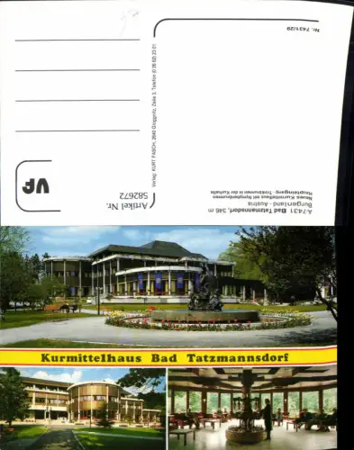 582672,Mehrbild Ak Bad Tatzmannsdorf Neues Kurmittelhaus m. Nymphenbrunnen Brunnen