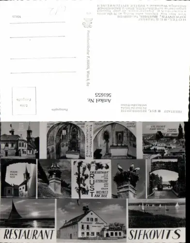 561655,Mehrbild Ak Rust Neusiedlersee Restaurant Sifkovits Storch Kirche