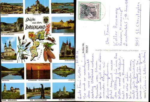 709287 Lagekarte Burgenland Mörbisch Rust Güssing Rechnitz Frauenkirchen