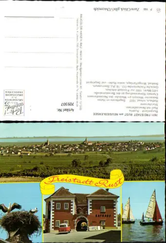 709307 Mehrbild AK Rust Rathaus Segelboote Storch Ansicht