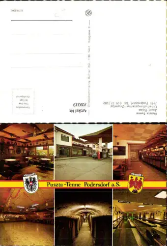 709319 Mehrbild AK Podersdorf a. See Puszta-Tenne Ansichten Tankstelle Kegelbahn