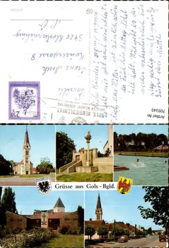 709349 Mehrbild AK Gols Ansichten Kirche Freibad Hauptstraße