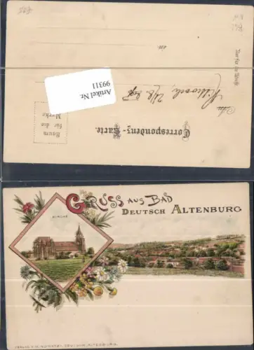 99311,Tolle Litho Gruss aus Deutsch Altenburg Carnuntum Kirche 1895