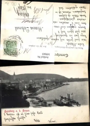 169683,Hainburg a. d. Donau Ortsansicht Schiffstation Dampfer