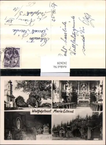 242628,Maria Ellend Kirche Innenansicht Lourdesgrotte Mehrbildkarte