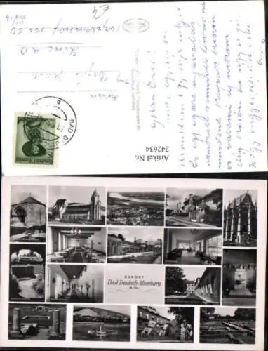 242634,Bad Deutsch-Altenburg Totale Kirche Amphitheater Kurhaus Brunnen Museum Mehrbildkarte
