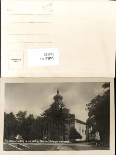 614195,seltene Foto-AK Trautmannsdorf an der Leitha Kirche Kriegerdenkmal
