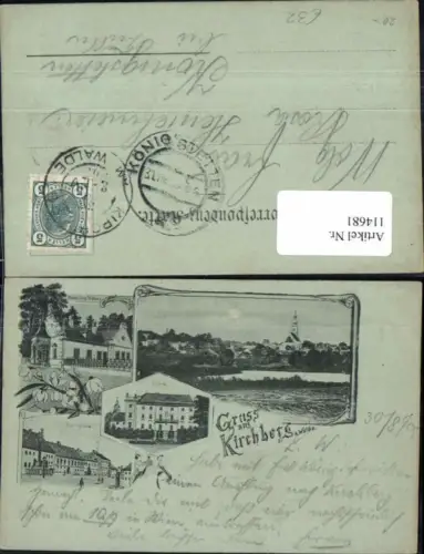 114681,Mond Litho Gruss aus Kirchberg am Walde Markt Schloss 1897