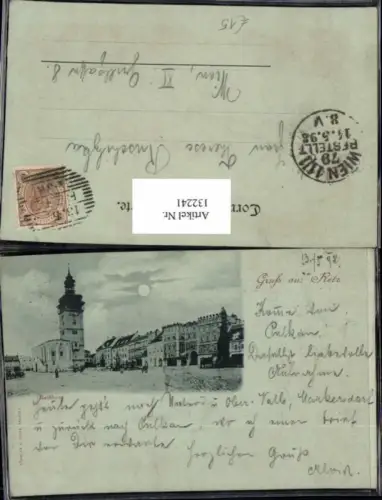 132241,Mond Litho Gruss aus Retz Rathaus 1898