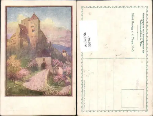 367749,Künstler AK R. Moser Schloss Burg Hardegg an d. Thaya pub Fürsorgeverein f. Taubstummblinde