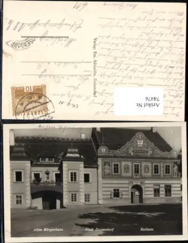 74476,Stadt Drosendorf a.d. Thaya Altes Bürgerhaus Rathaus Detailansicht bei Zissersdorf