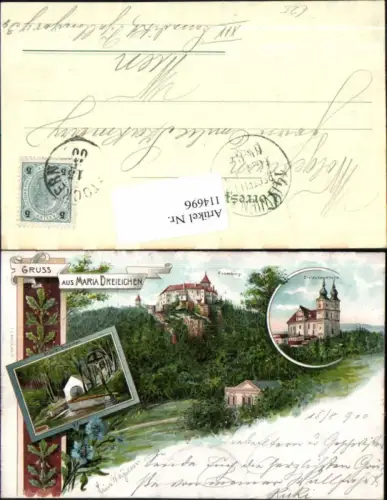 114696,Tolle Litho Gruss aus Maria Dreieichen bei Horn Rosenburg am Kamp 1898