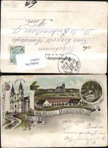163913,Gruss a. Maria Dreieichen Litho 1900 Mold Rosenburg-Mold