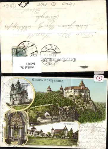 163915,Gruss a. Maria Dreieichen Litho 1905 Mold Rosenburg-Mold