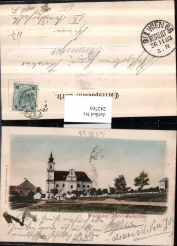 242506,Gruß aus Maria-Dreieichen Kirche Gasthof u. Fleischhauerei