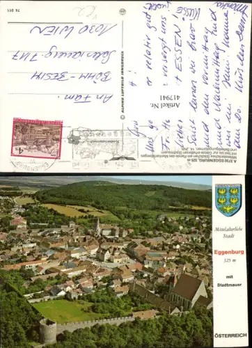 417941,Eggenburg Totale m. Stadtmauer pub Alpine Luftbild 74011
