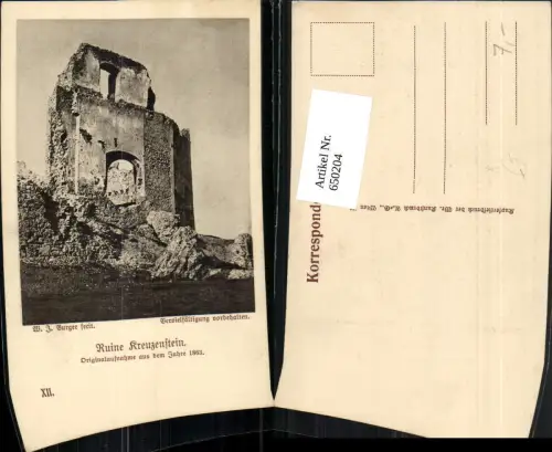 650204,Künstler Ak W. J. Burger Ruine Kreuzenstein Leobendorf