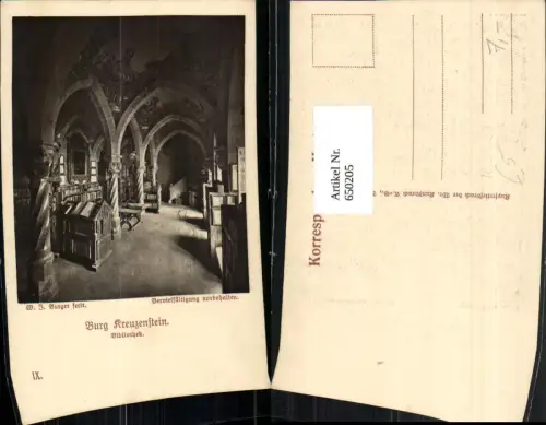650205,Künstler Ak W. J. Burger Ruine Kreuzenstein Leobendorf Bibliothek