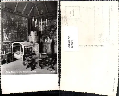 661682,Foto Ak Burg Kreuzenstein Fürstenzimmer Interieur Leobendorf Kachelofen Ofen