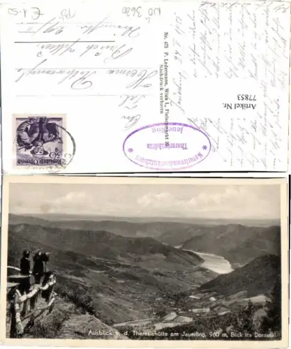 77853,Jauerling Theresiahütte Spitz Loiben Donautal Stempel
