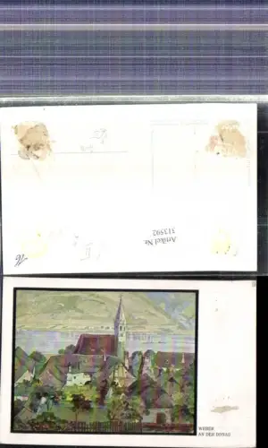 313592,Künstler Ak Weber An d. Donau Spitz Kirche pub B. G. Teubner