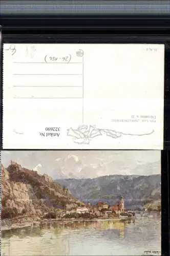 322690,Künstler AK Fritz Lach Dürnstein an d. Donau Totale m. Ruine pub Kilophot