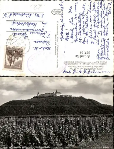 367103,Blick zum Stift Göttweig in d. Wachau Weinreben