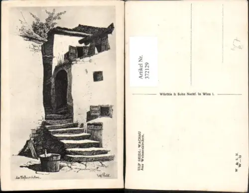 372129,Künstler AK Ulf Seidl Wachau Weißenkirchen Motiv Stiege