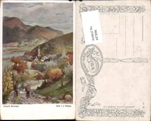 447896,Künstler AK Leopold Schweiger Spitz in d. Wachau Teilansicht
