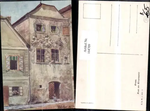 164709,Krems Künstler Ak Haus a. Körnermarkt sign E. F. Hofecker