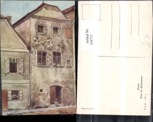 164712,Krems Künstler Ak Haus a. Körnermarkt sign E. F. Hofecker