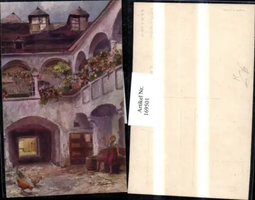 169501,Krems a. d. Donau Löwenhof Künstler Ak sign E. F. Hofecker