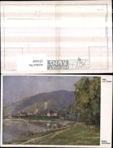 251669,Künstler AK Gustav Steinschorn Stein an d. Donau Teilansicht Partie