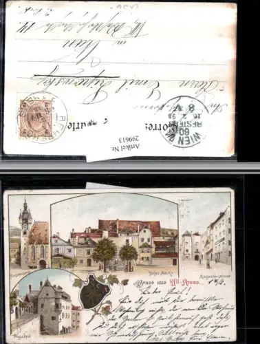 299613,Litho Gruß aus Krems an d. Donau Kirche Wegscheid Hoher Markt Mehrbildkarte