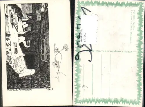 677959 Künstler AK Ulf Seidl Wachau Krems an der Donau Rabengassel