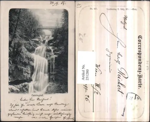 251280,Präge AK Lassingfall Wasserfall b. Brücke b. Wienerbruck