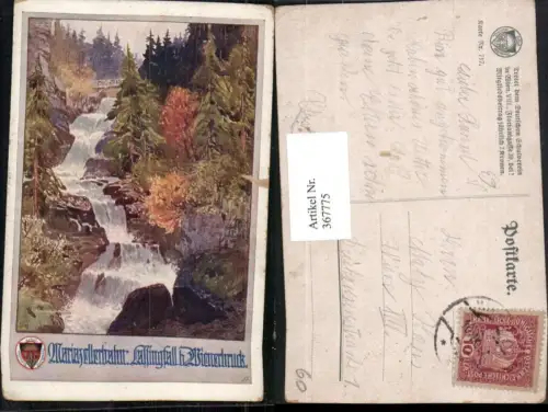 367775,Künstler AK A. Reckziegel Mariazellerbahn Lassingfall b. Wienerbruck pub Dt Schulverein 717