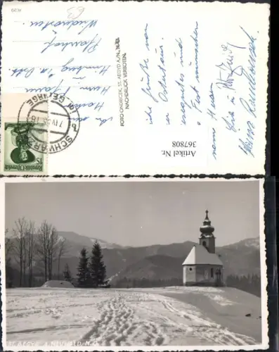 367808,St. Aegyd am Neuwalde Kirche Bergkulisse Winterbild